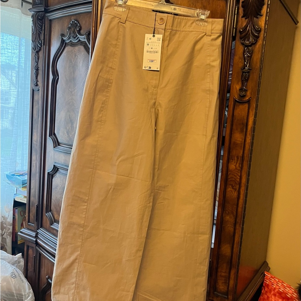 Zara Tan Wide Leg Pants